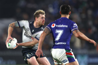 Cameron Munster makes a pass in Auckland.