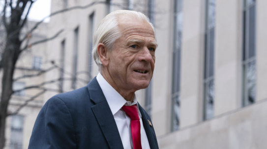 Former Trump White House official Peter Navarro arrives at US Federal Courthouse in Washington.