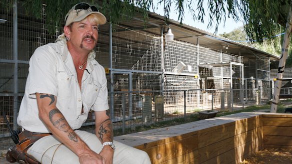 Joe Exotic, pictured here at his Oklahoma zoo in 2013, is now serving a 22-year sentence for conspiring to murder Baskin.