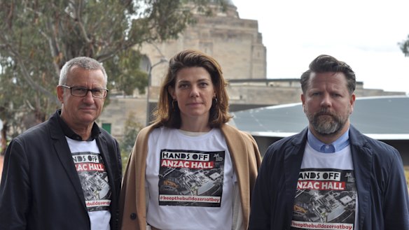 Denton Corker Marshall design director Adrian FitzGerald, Australian Institute of Architects president Clare Cousins and radio personality Tim Ross have called on the Australian War Memorial to abandon the plan to demolish Anzac Hall.