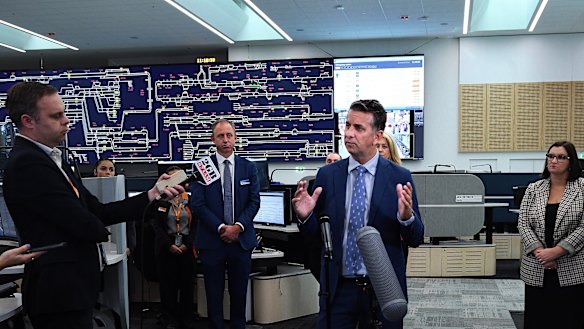 NSW Transport Minister Andrew Constance at the Rail Operations Centre in May.