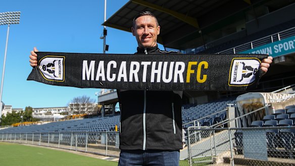 Mark Milligan is unveiled as Macarthur FC's inaugural marquee signing. 