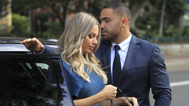 Not guilty: Dylan Walker and Alexandra Ivkovic arrive at Manly Local Court together on Friday morning.