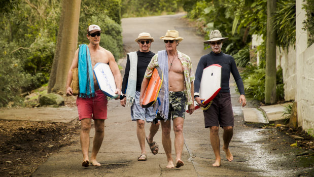 Locations suggesting beachside glamour: Aaron Jeffrey, Sam Neill, Bryan Brown and Richard E Grant in Palm Beach. 