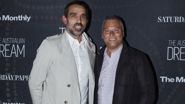 Adam Goodes, with journalist Stan Grant, has become a leading voice against racism.