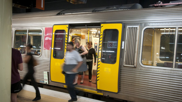 Passengers are being offloaded on Brisbane trains. 