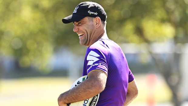 Calm before the Storm: Cameron Smith at Melbourne training this week.
