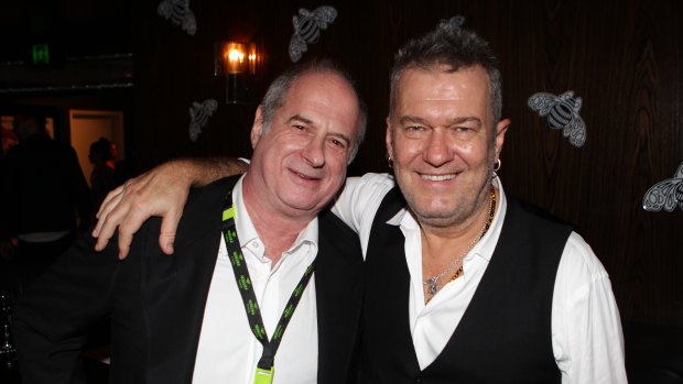 Michael Gudinski with Jimmy Barnes in Sydney in 2013. 