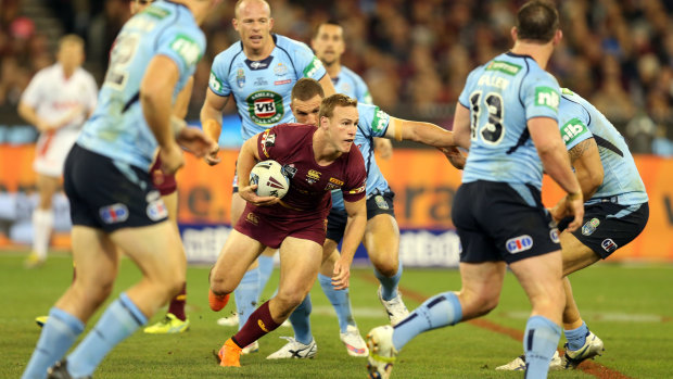 Tangled up in blue: Daly Cherry-Evans in game two of the  2015 State of Origin series.