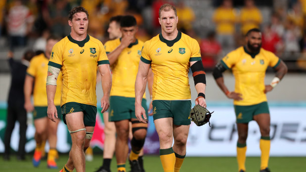 David Pocock will captain Australia against Georgia in Shizuoka on Friday, with Michael Hooper, left, rested. 