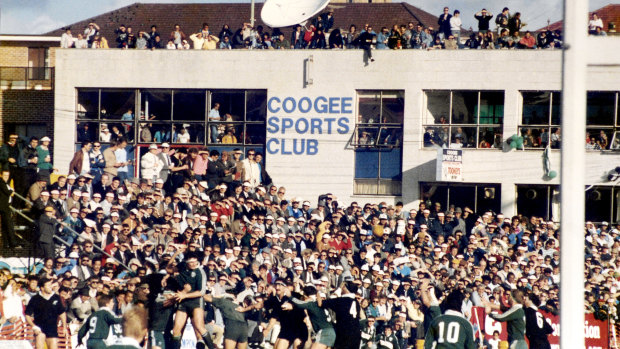 Vintage: Fans flock to Coogee Oval to watch Randwick take on the All Blacks in 1988. 