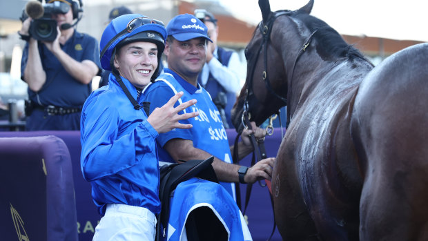 Zac Lloyd after winning on Broadsiding.