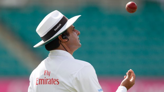 Ball and all: Umpires Aleem Dar, pictured, and Ian Gould ruled that Sri Lanka had altered the condition of the ball. 