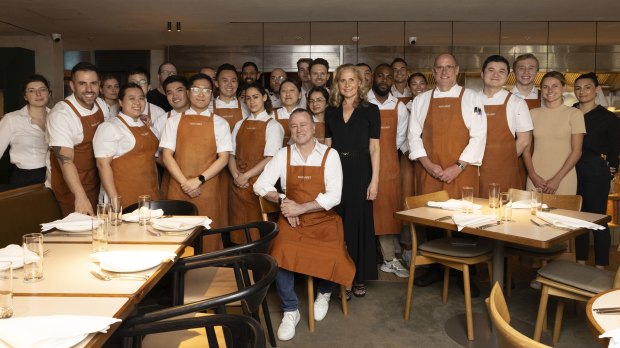 Neil Perry (centre) and the service team at Margaret restaurant in Double Bay.