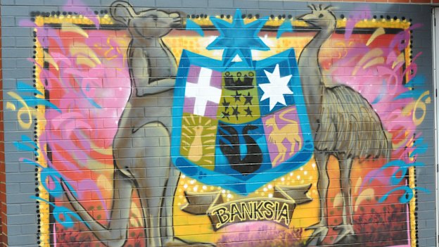 A mural inside the detention centre.