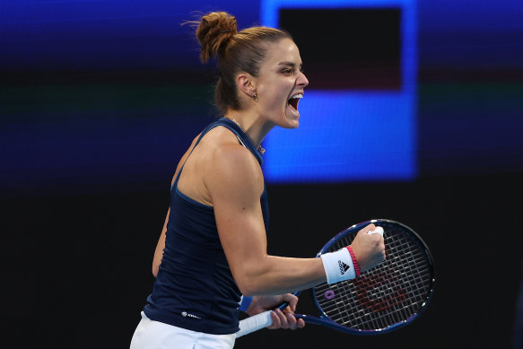 Maria Sakkari during her win over Petra Martic.