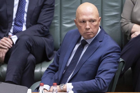 Opposition Leader Peter Dutton during question time earlier this month. 