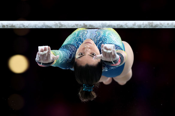 Georgia Godwin took silver in the individual uneven bars.