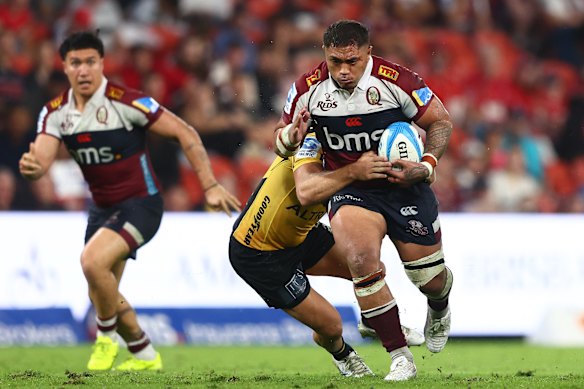Richie Asiata has played nine games for the Reds this year, after missing the last Super Rugby Pacific season.