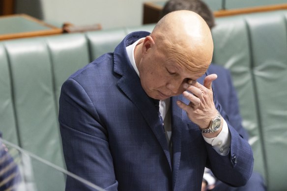 Opposition Leader Peter Dutton speaking during the condolence motion.