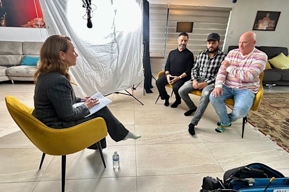 60 Minutes reporter Dimity Clancey interviewing Viswashkumar Ramesh in the UK.