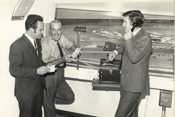 Johnny Tapp, Ken Howard and Ray Warren at Randwick racecourse in 1971.