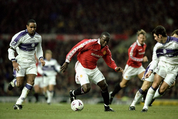 Dwight Yorke in 2000 during his playing career at Manchester United.