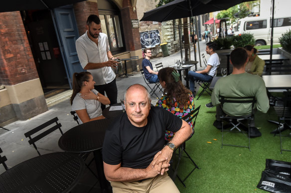 Restaurant tsar Chris Lucas at his Chin Chin parklet in February.