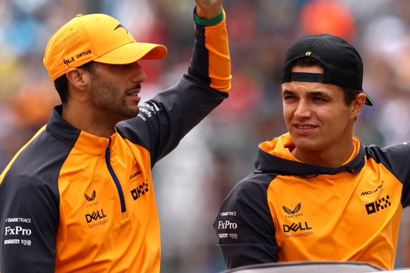 Daniel Ricciardo (left) and McLaren teammate Lando Norris.