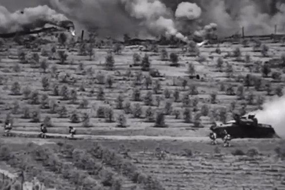 A still from a video posted by the Israel Defence Forces on Twitter showing Israeli troops in northern Gaza.