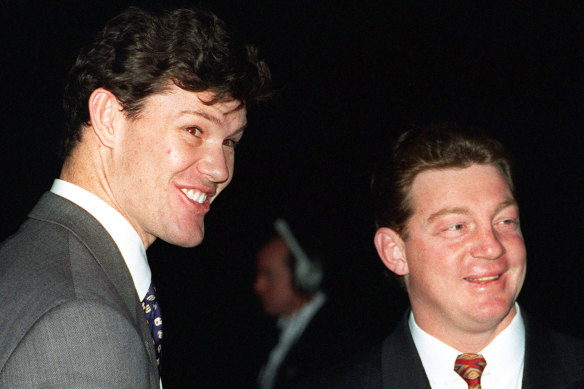 Sydney heavyweights: James Packer and Phil Gould in 1996. 