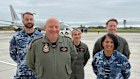 Australian members of the E-7 Wedgetail deployment to Poland: Jonathan Zingle, Samuel Parry, Georgia Crean and Brett Allen, with Australia’s military representative.