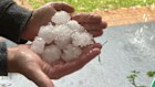 Hail in Tarragindi, Queensland, after the Brisbane storm on Sunday October 26.
