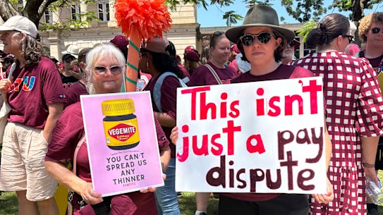 Debbie (at left) said schools were underfunded and teachers overburdened.