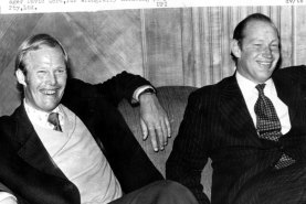 Kerry Packer with former England cricket captain Tony Greig in 1977, just weeks after news of World Series Cricket broke. But the plan was in the hands of the Reserve Bank before it became public.