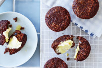 Helen Goh’s bran muffins with date molasses and kefir.