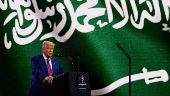 Trump speaks at the Saudi-U.S. Investment Forum in Riyadh.