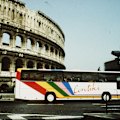 A Contiki coach passes the Colosseum in Rome in the late ’90s. Wouldn’t it be fun to do it all again?