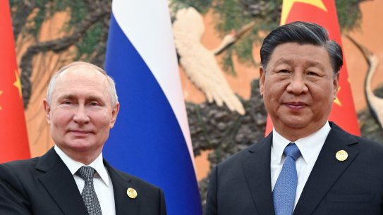 Vladimir Putin and Xi Jinping in Beijing this month.