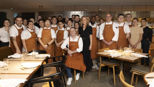 Neil Perry (centre) and the service team at Margaret restaurant in Double Bay.