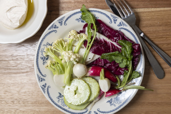 Go-to dish: Crudites with taramasalata.