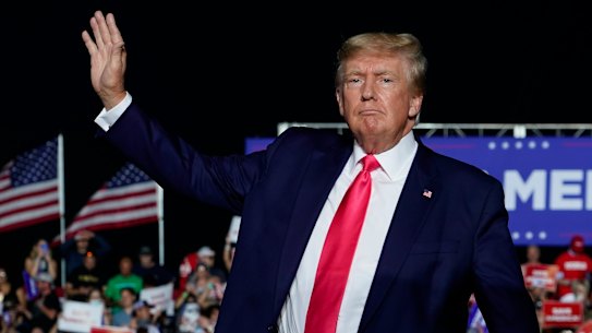 Donald Trump at a rally on Friday. He retains strong support among grassroots Republican voters, but Republican strategists worry his most fanatical supporters put moderates voters off when they are on the ballot.