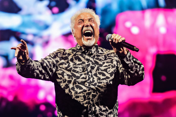 Tom Jones performs at Margaret Court Arena on March 28.