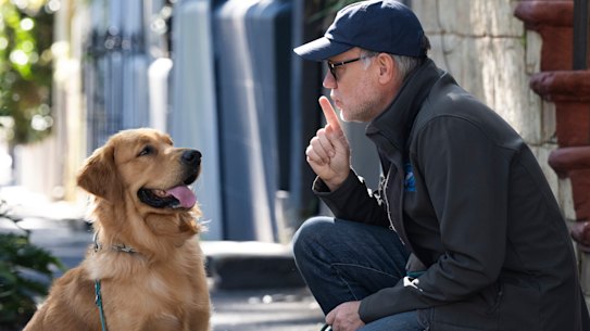 Dog trainer, Mark Ehrman, with his dog Brooklyn.