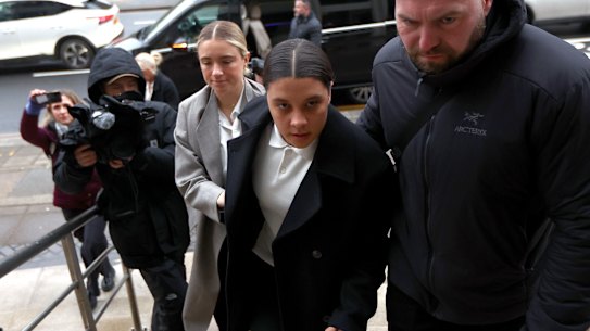 Sam Kerr arrives in court.