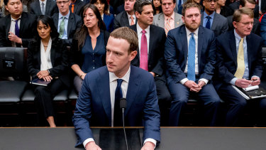 Facebook CEO Mark Zuckerberg preparing to testify before US Congress earlier this month.