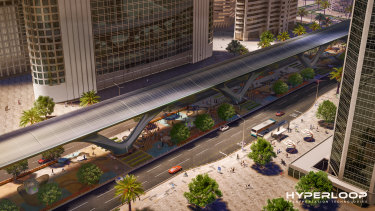 An artist's impression of what a hyperloop system could look like.