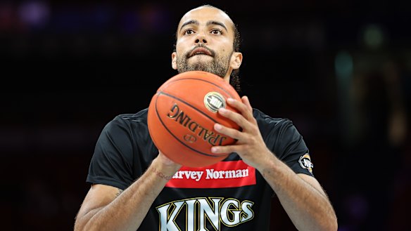 Xavier Cooks warms up before a match between the Kings and Adelaide 36ers in Sydney last month.