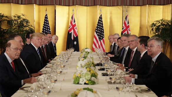 US President Donald Trump dines with Prime Minister Scott Morrison. 