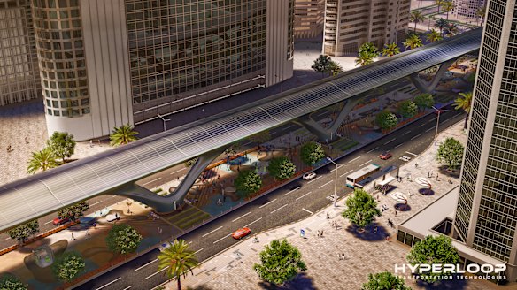 An artist's impression of what a hyperloop system could look like.